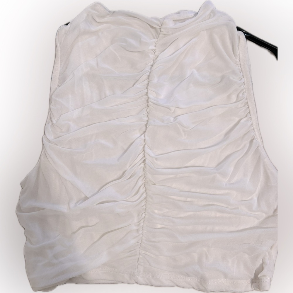 Naked wardrobe mesh cropped top with ruching